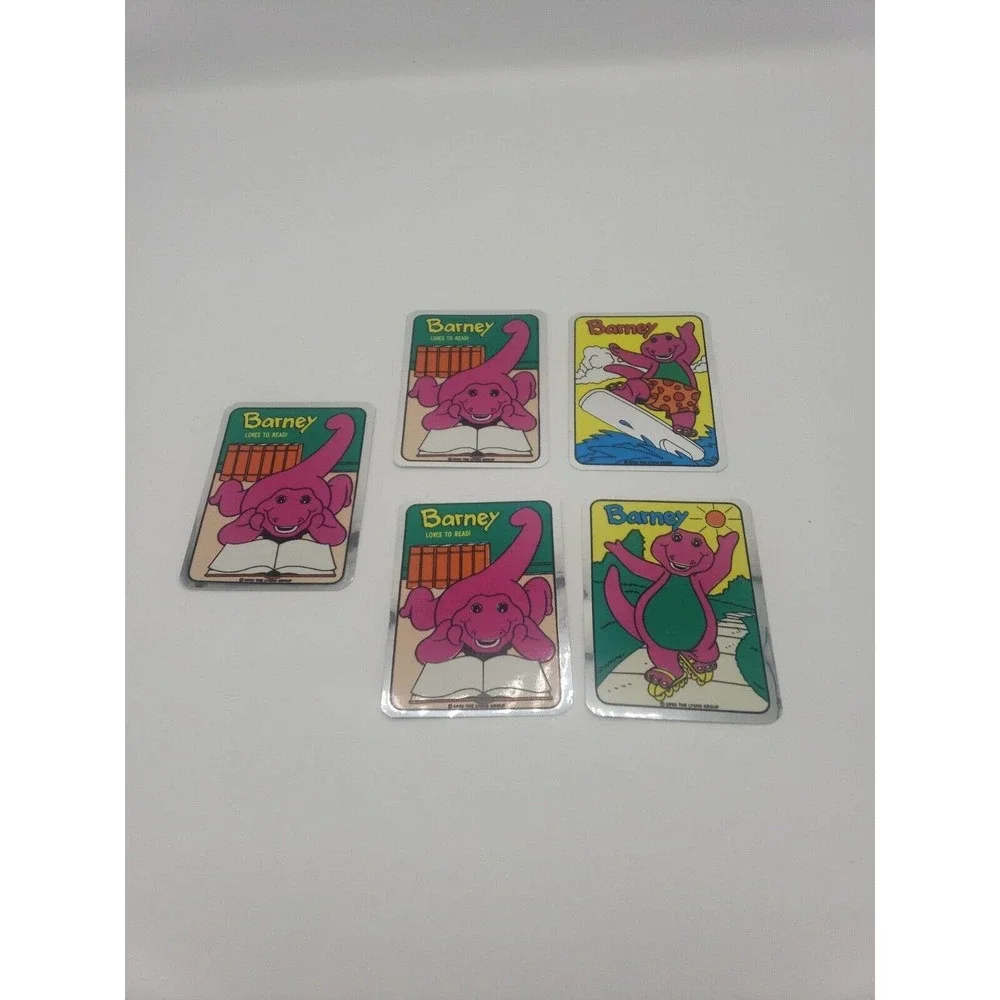 Vintage Stickers Lot of 5 BARNEY FOIL MYLAR Vending Machine Sticker VTG 1992